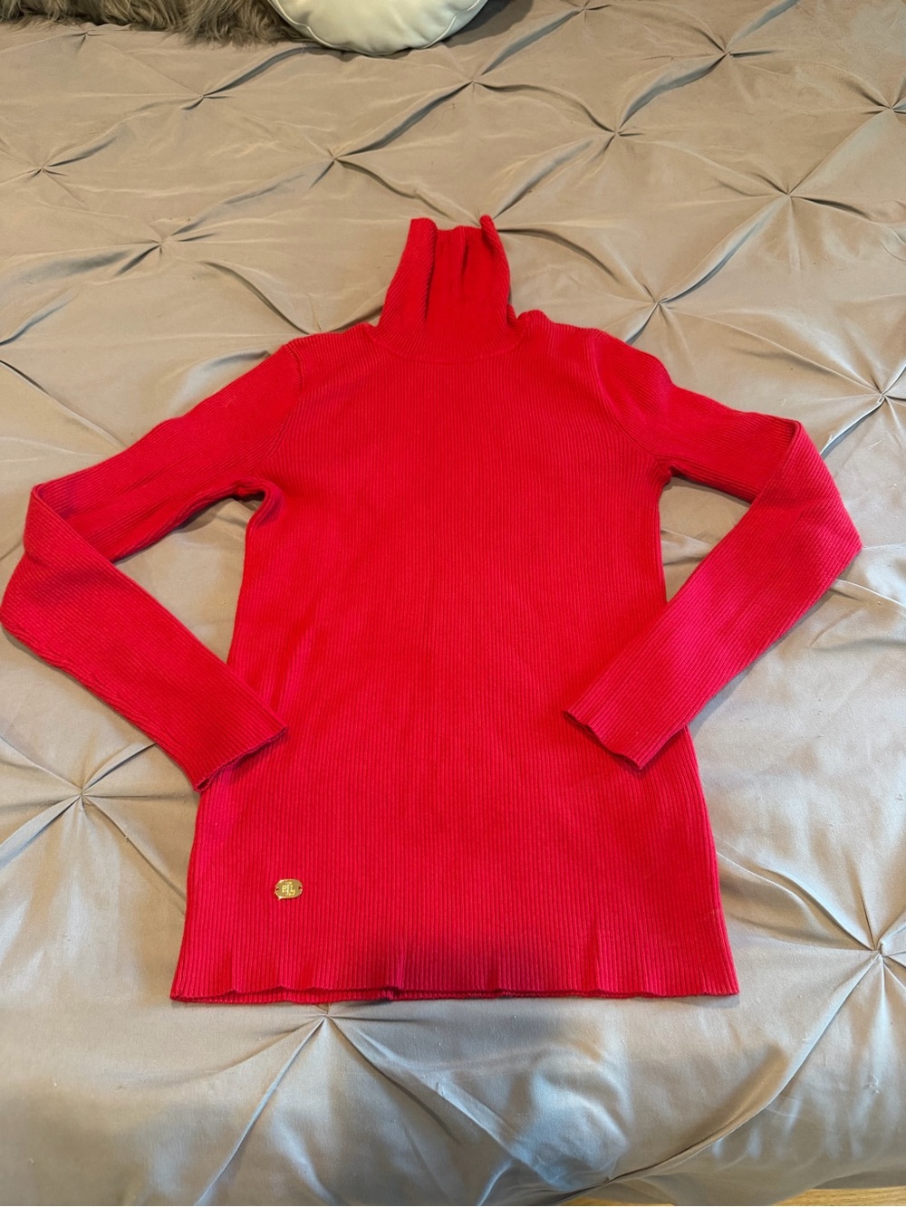 Ralph Lauren Red Ribbed Turtleneck Sweater